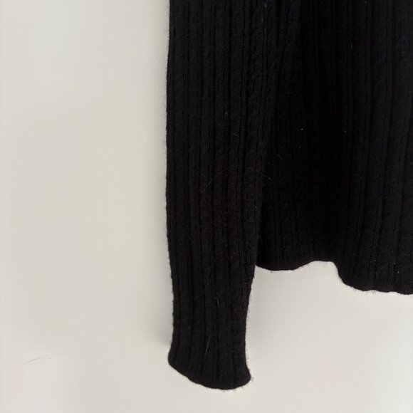 Chelsea Campbell Womens Small Black 100% Pure Wool Ribbed Cardigan w 1 button - Picture 5 of 9
